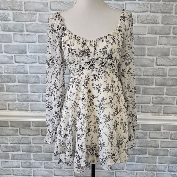 Thirty Thirty LA Babydoll Mini Dress Long Sleeve Floral NEW Sm Cottage Coquette - Picture 9 of 9